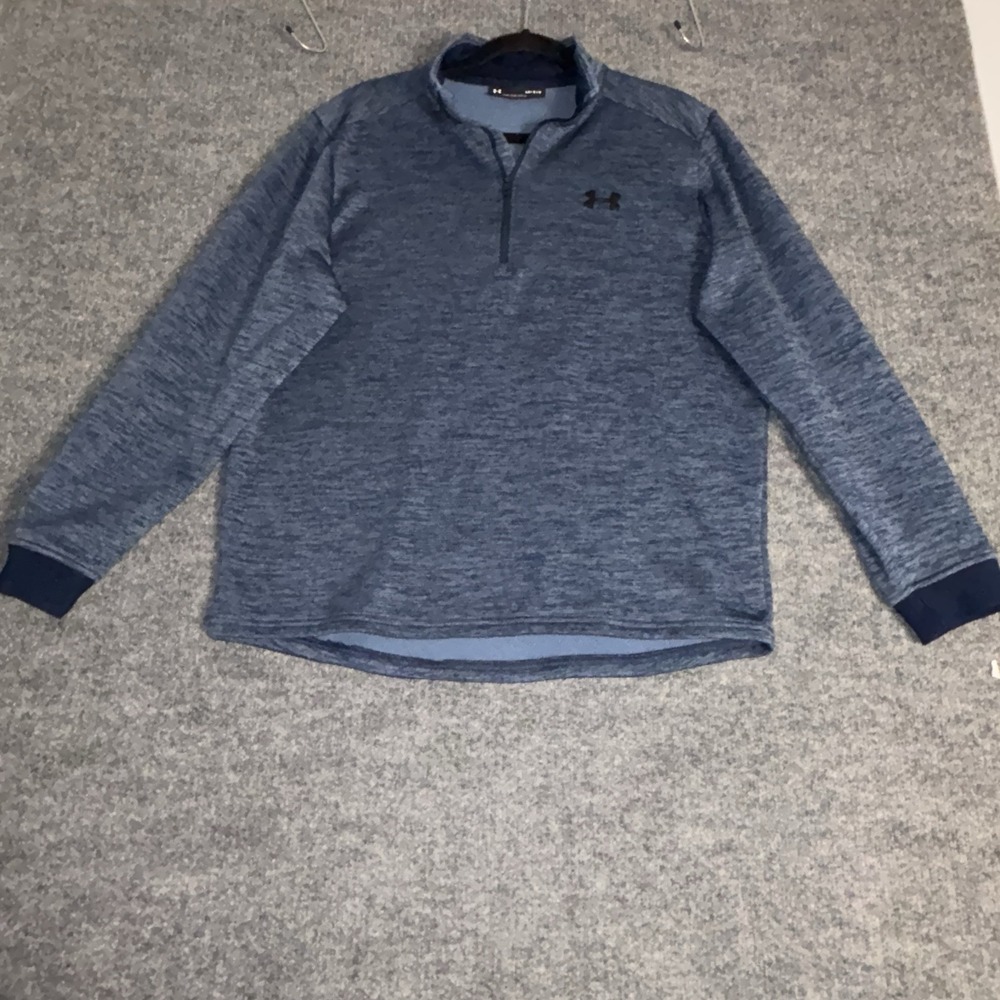 Under Armour ColdGear Mens Large Blue Space Dye Quarter Zip Fleece Pullover